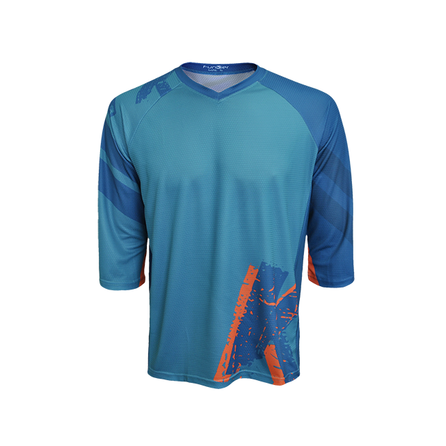 Tricou FUNKIER Dolomiti-K Enduro Kids 3/4 sleeve - Green/Orange 10 ani