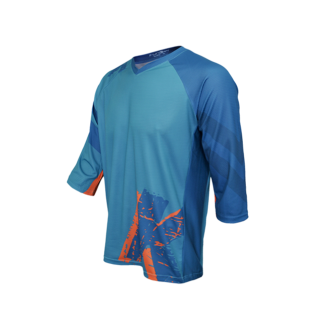 Tricou FUNKIER Dolomiti-K Enduro Kids 3/4 sleeve - Green/Orange 8 ani