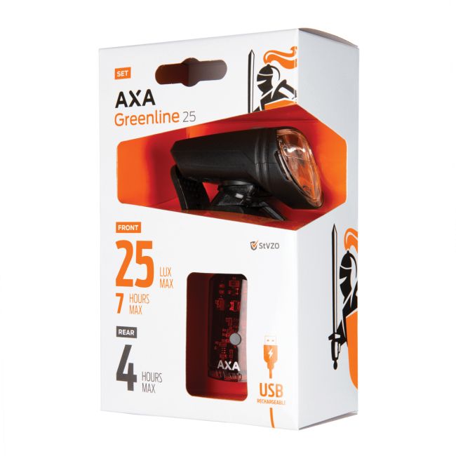 Far + stop AXA Greenline 25 Lux - 1 LED USB