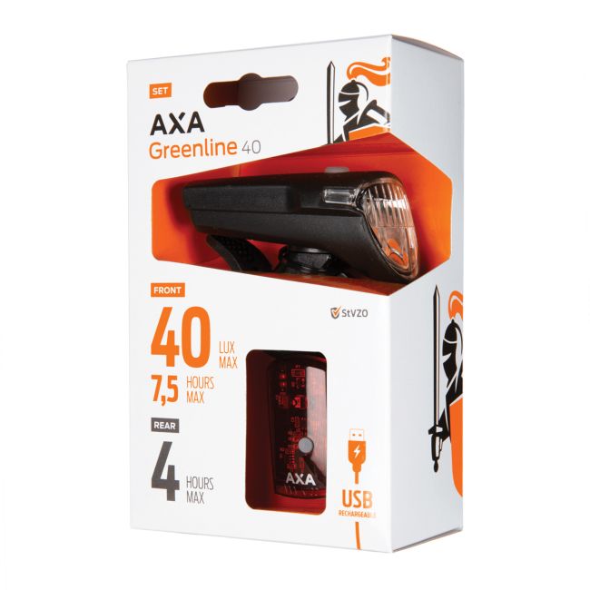 Far + stop AXA Greenline 40 Lux - 1 LED USB