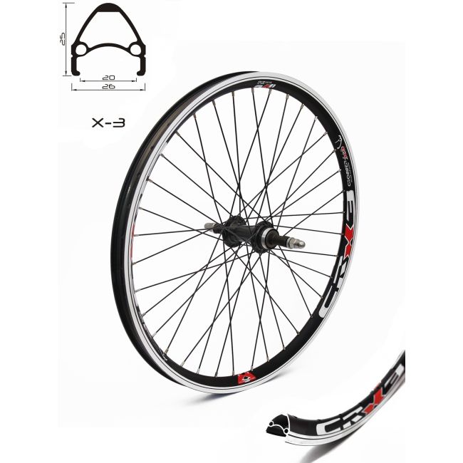 Roata CROSSER X3 36H 24" Fata Piulita Negru
