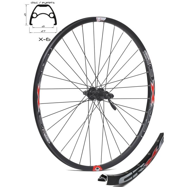 Roata CROSSER X6 32H 28" Spate QR Disc Center Lock Caseta capsata butuc SHIMANO TX505 Negru