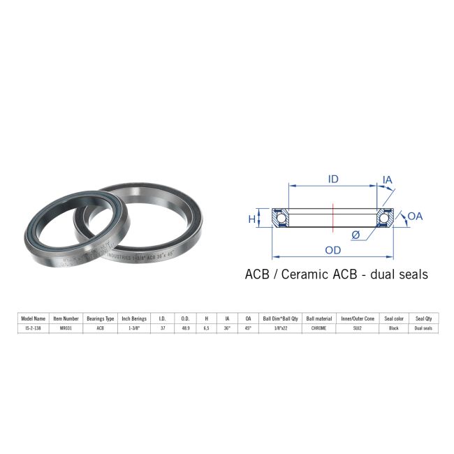 Rulment cuvete FSA IS-2-138 ACB 1"3/8 36x45 dualS MR031