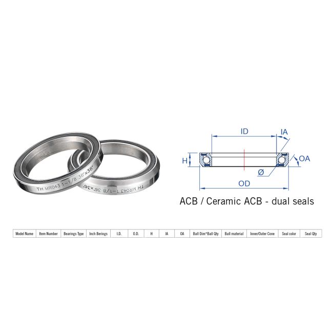 Rulment cuvete FSA TH-872E ACB 36x36 1"1/8 dualS MR043