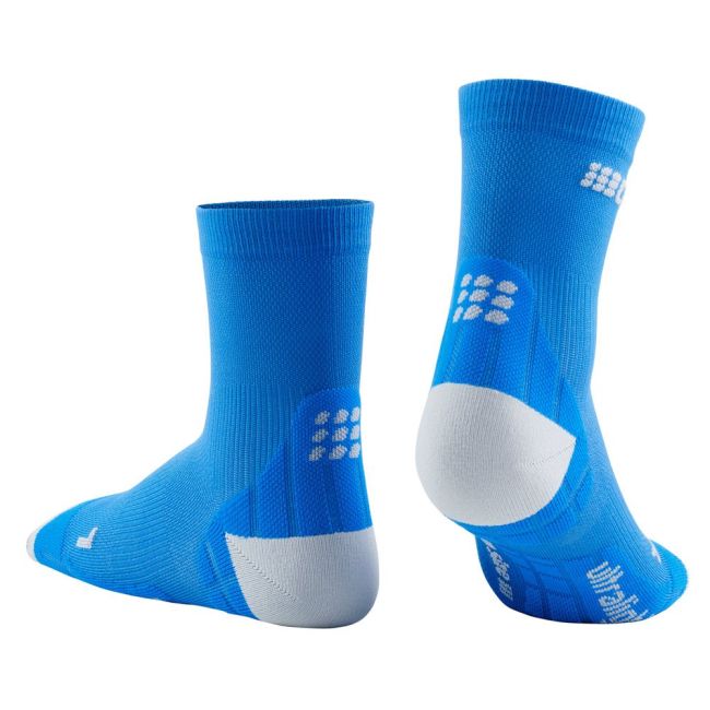 CEP - Sosete scurte compresie 16cm pentru barbati Short ultralight Socks - albastru electric gri deschis