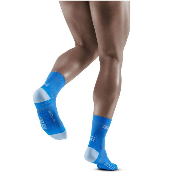 CEP - Sosete scurte compresie 16cm pentru barbati Short ultralight Socks - albastru electric gri deschis