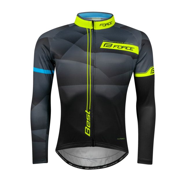 Bluza ciclism Force Best maneci lungi negru/fluo XXL