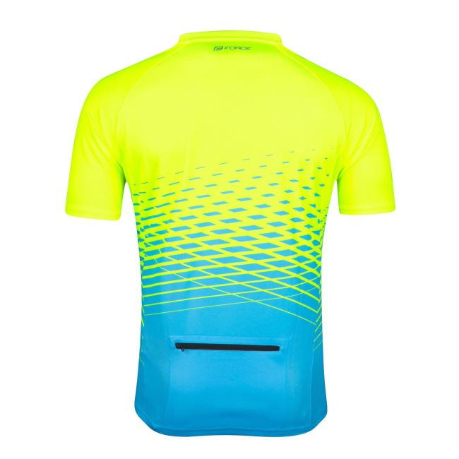 Tricou maneca scurta Force MTB Angle, albastru/fluo, 4XL
