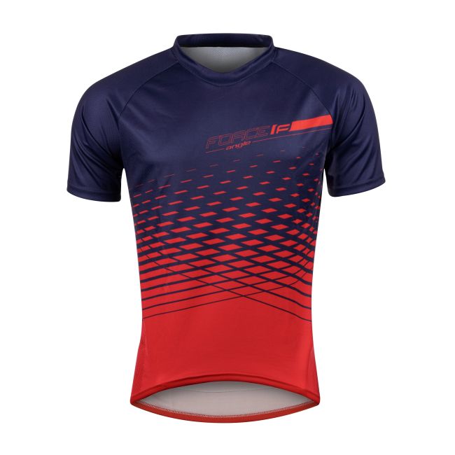 Tricou maneca scurta Force MTB Angle albastru/rosu