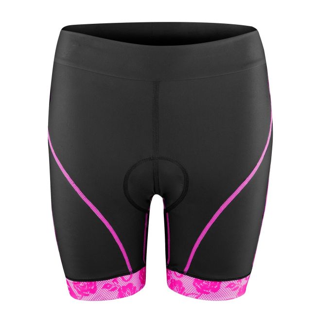 Pantaloni scurti Force Rose Lady pana la talie cu bazon, negru/roz XS