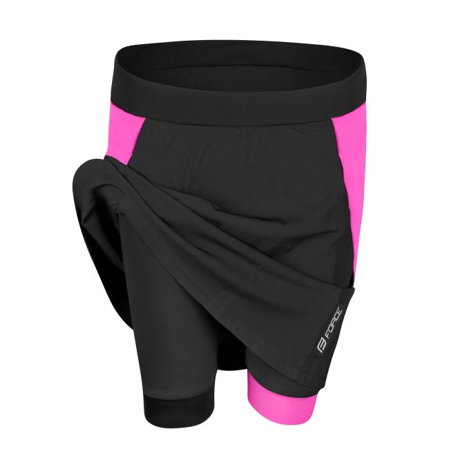 Fusta cu pantaloni scurti cu bazon Force Daisy negru/roz