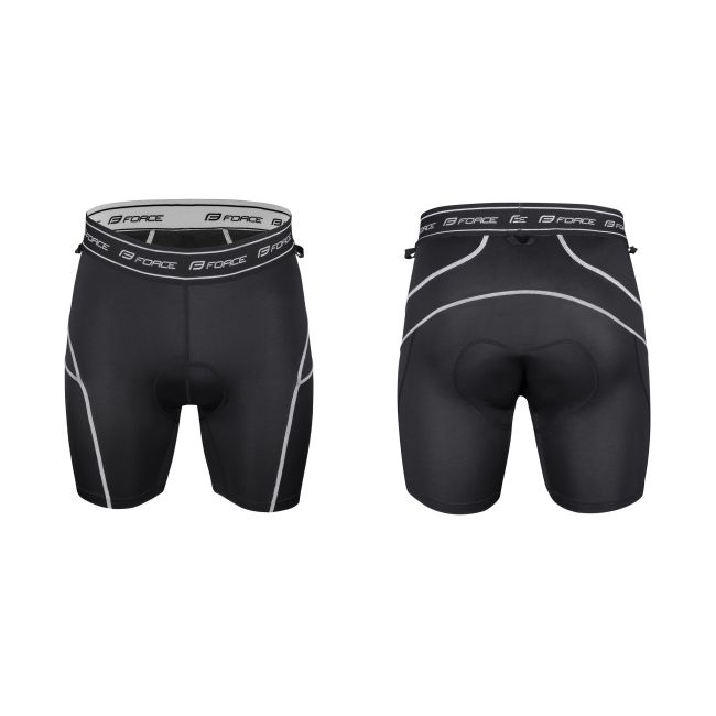Pantaloni Force Downhill MTB cu sub-pantaloni cu bazon Negru/Gri XXL