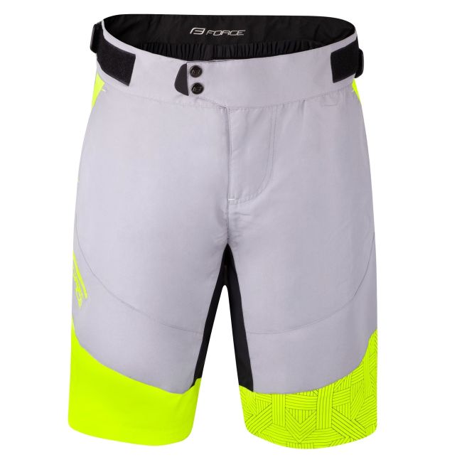 Pantaloni scurti Force Storm pana la talie cu bazon, gri/fluo