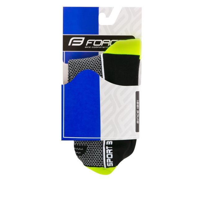 Sosete Force Sport 3, negru/fluo, S-M (36-41)