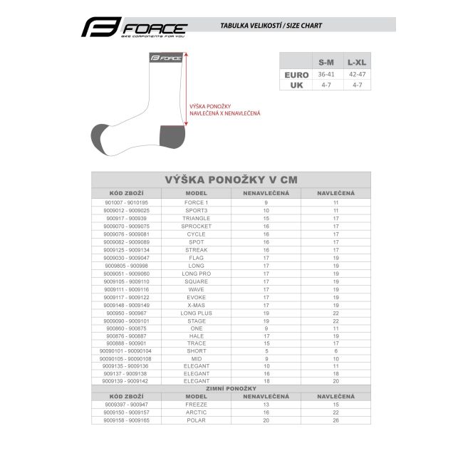 Sosete Force Sport 3, rosu/negru, S-M (36-41)