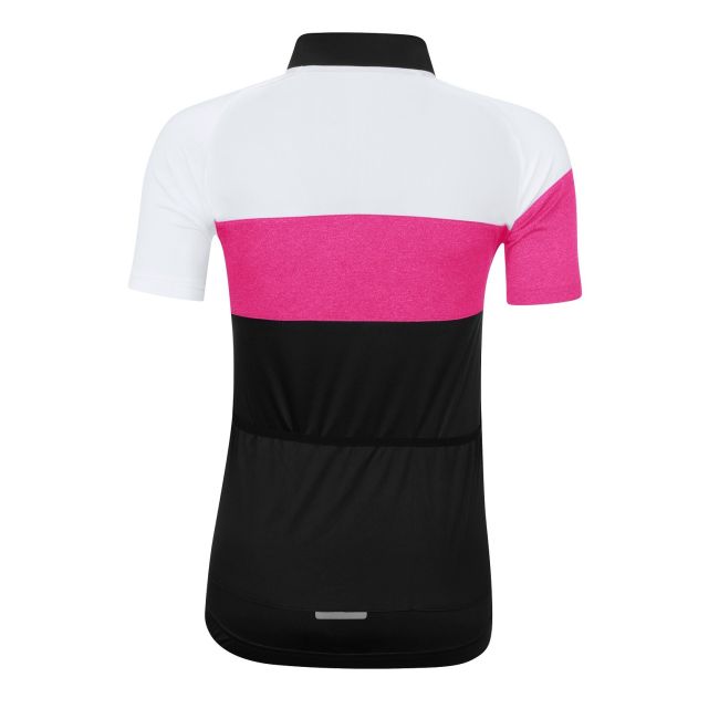 Bluza ciclism Force View Lady maneci scurte negru/alb/roz
