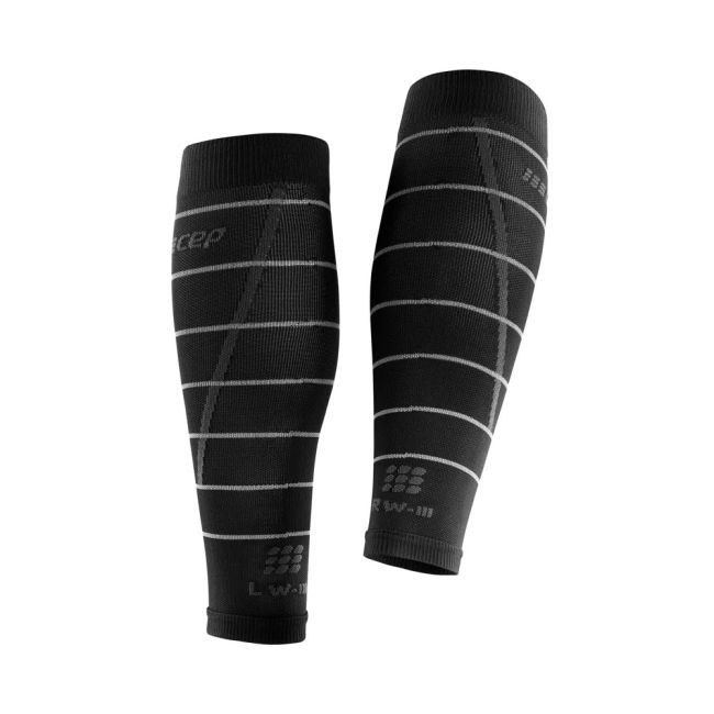 CEP - Compresie gamba barbati Reflective Calf Sleeves - negru gri reflectorizant