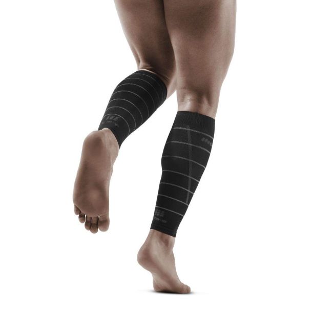CEP - Compresie gamba femei Reflective Calf Sleeves - negru gri reflectorizant