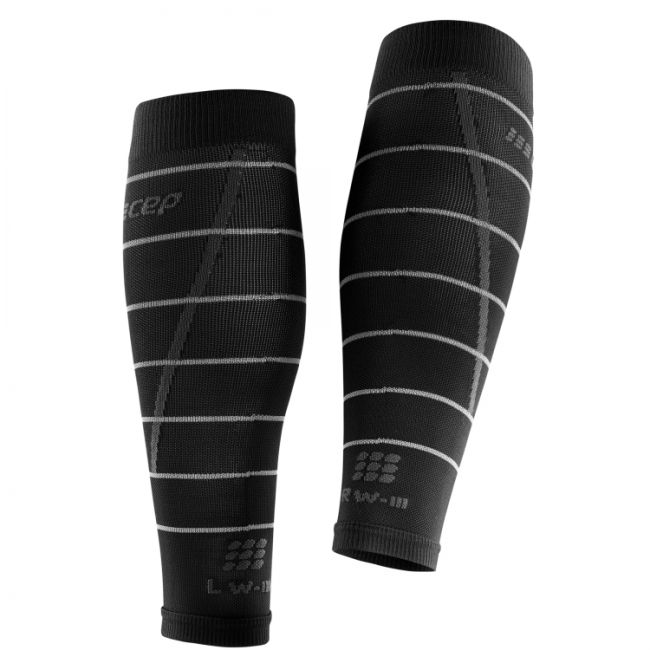 CEP - Compresie gamba femei Reflective Calf Sleeves - negru gri reflectorizant