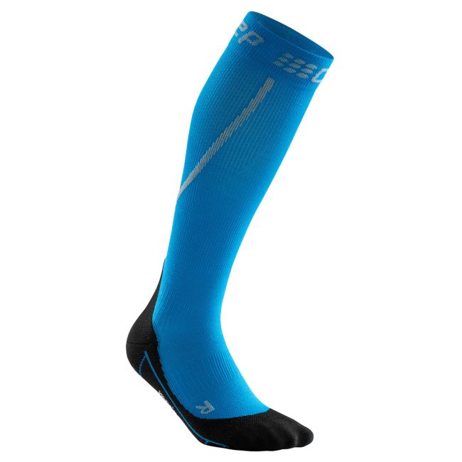 CEP - Sosete de compresie pentru femei alergare iarna Winter Run Socks - albastru electric negru