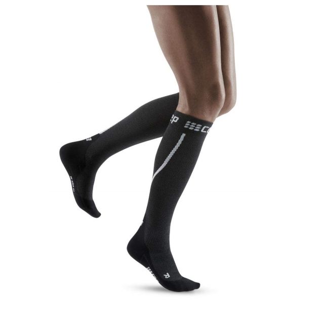 CEP - Sosete de compresie pentru femei alergare iarna Winter Run Socks - negru gri