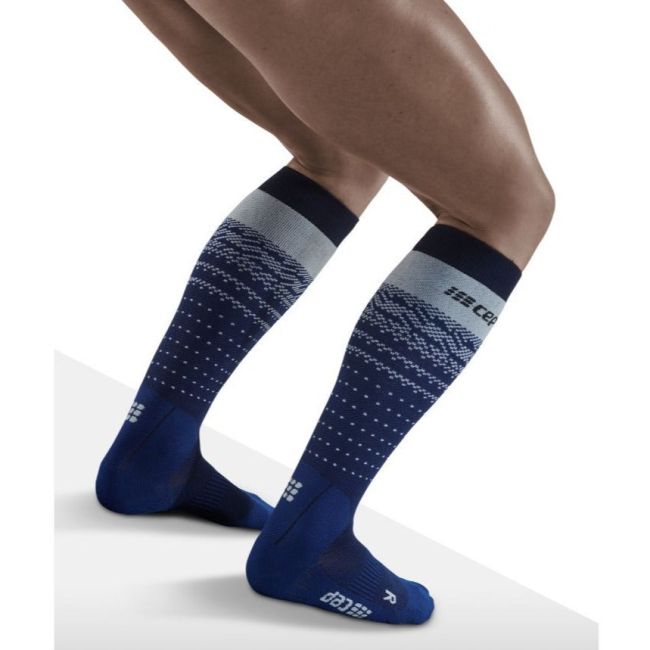 CEP - Sosete ski thermo lungi pentru barbati Ski Thermo Merino Socks - albastru inchis gri