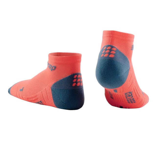 CEP - sosete de compresie peste glezna 8cm pentru femei Low Cut 3.0 - portocaliu coral gri inchis
