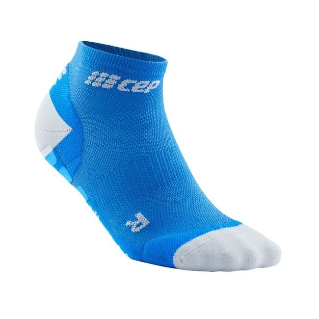 CEP - sosete de compresie peste glezna 8cm pentru femei Low Cut Pro Ultralight - albastru electric gri deschis