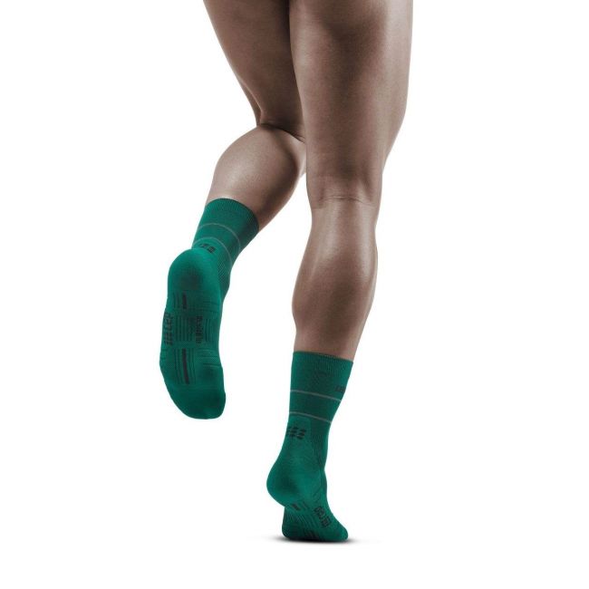 CEP - sosete medii de compresie 18cm pentru barbati Mid Cut Reflective - verde reflect