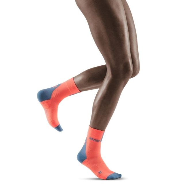 CEP - sosete scurte de compresie 16cm, pentru femei Short Socks 3.0 - portocaliu coral gri inchis
