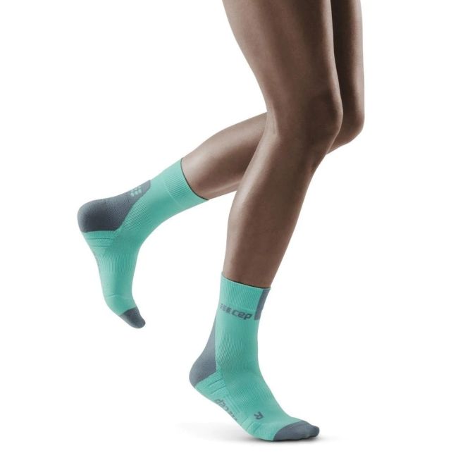 CEP - sosete scurte de compresie 16cm, pentru femei Short Socks 3.0 - verde gheta gri