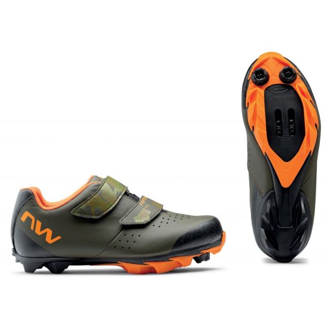 Northwave - pantofi ciclism MTB XC pentru copii Origin Junior Shoes - verde inchis portocaliu