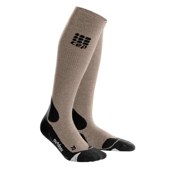 CEP - Sosete lungi sport pentru femei Merino PRO+ outdoor women socks - maro deschis nisip negru