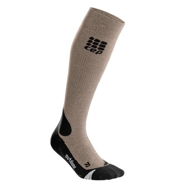 CEP - Sosete lungi sport pentru femei Merino PRO+ outdoor women socks - maro deschis nisip negru