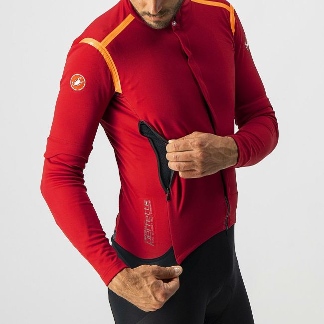 Castelli - Jacheta ciclism vreme rece 2 in 1 cu maneci detasabile, Perfetto Ros Convertible - rosu portocaliu
