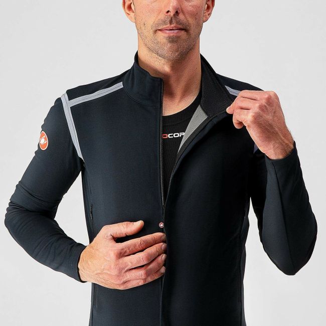 Castelli - Jacheta ciclism vreme rece 2 in 1 cu maneci detasabile Perfetto Ros Convertible - negri gri reflectorizant
