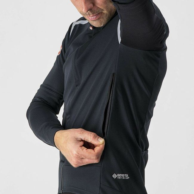 Castelli - Jacheta ciclism vreme rece 2 in 1 cu maneci detasabile Perfetto Ros Convertible - negri gri reflectorizant