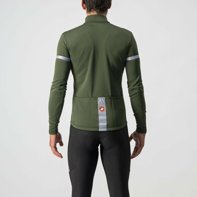 Castelli - bluza ciclism maneca lunga Fondo 2 FZ jersey - verde militar gri argintiu