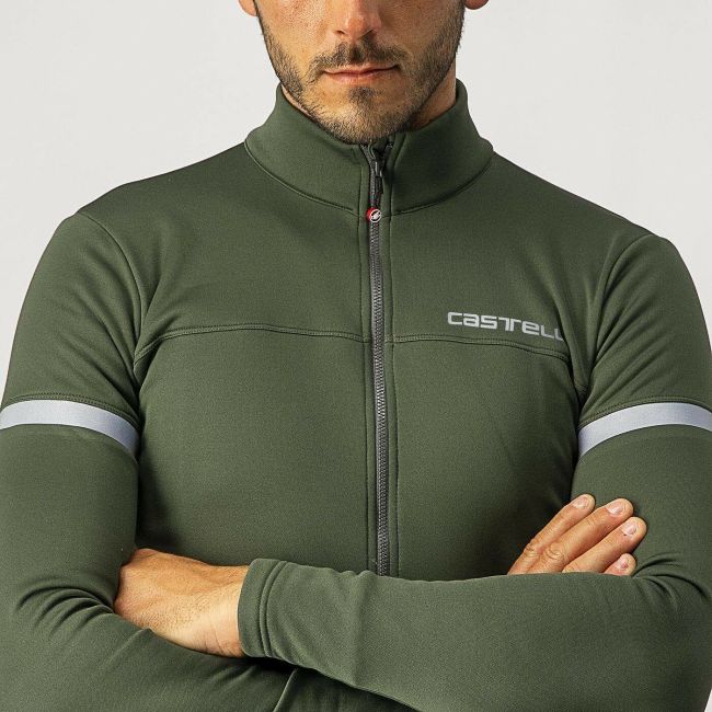 Castelli - bluza ciclism maneca lunga Fondo 2 FZ jersey - verde militar gri argintiu