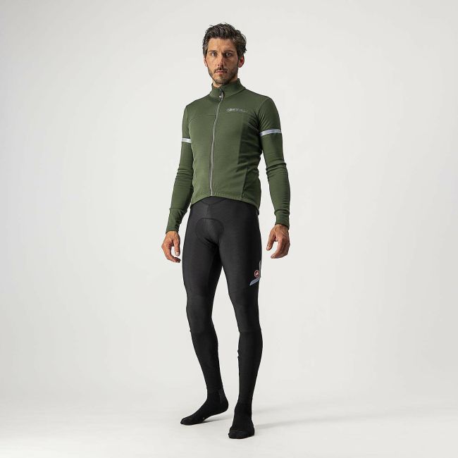 Castelli - bluza ciclism maneca lunga Fondo 2 FZ jersey - verde militar gri argintiu