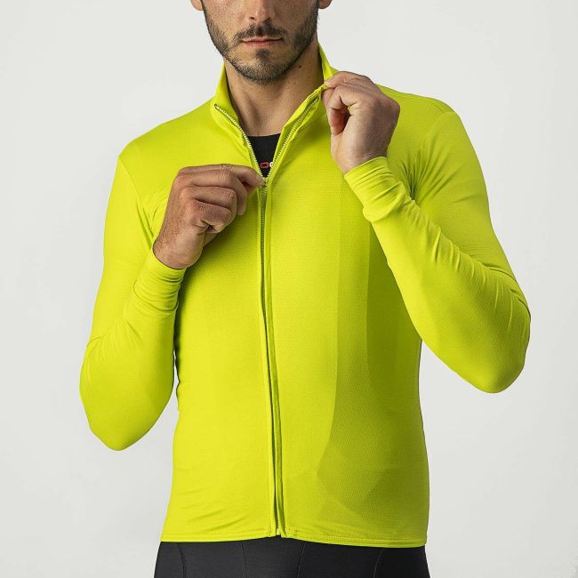 Castelli - bluza ciclism maneca lunga pentru barbati PRO Thermal Mid LS jersey - Galben Fluo