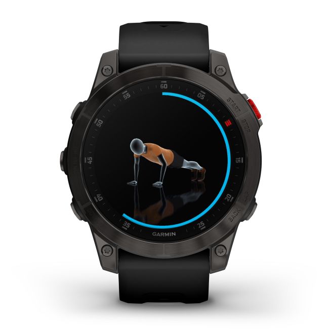 Garmin - Epix Gen 2 Sapphire smartwatch premium cu GPS si AMOLED - ramă gri din titanium DLC, carcasă neagră si curea din silicon neagră