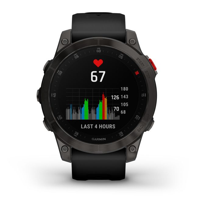 Garmin - Epix Gen 2 Sapphire smartwatch premium cu GPS si AMOLED - ramă gri din titanium DLC, carcasă neagră si curea din silicon neagră