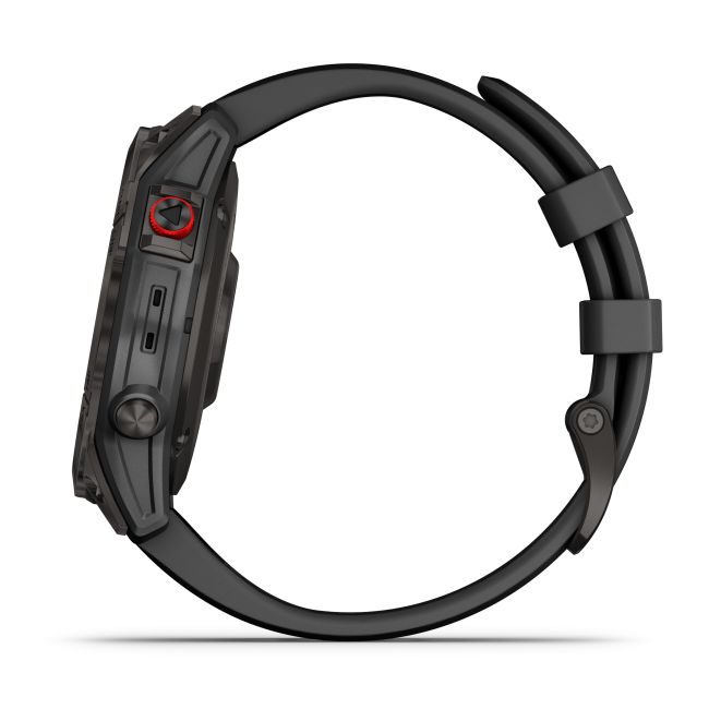Garmin - Epix Gen 2 Sapphire smartwatch premium cu GPS si AMOLED - ramă gri din titanium DLC, carcasă neagră si curea din silicon neagră
