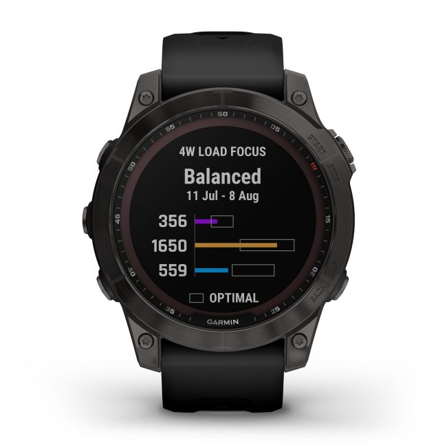 Garmin - fenix 7 Sapphire Solar ceas multisport cu GPS - ramă gri închis DLC Titanium și curea din silicon neagră