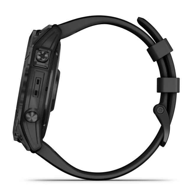 Garmin - fenix 7x Sapphire Solar ceas multisport cu GPS - ramă neagră Titanium DLC și curea din silicon neagră