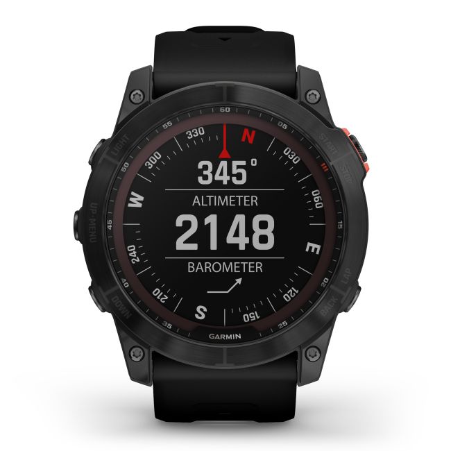 Garmin - fenix 7x Solar ceas multisport cu GPS - ramă gri închis și curea din silicon neagră