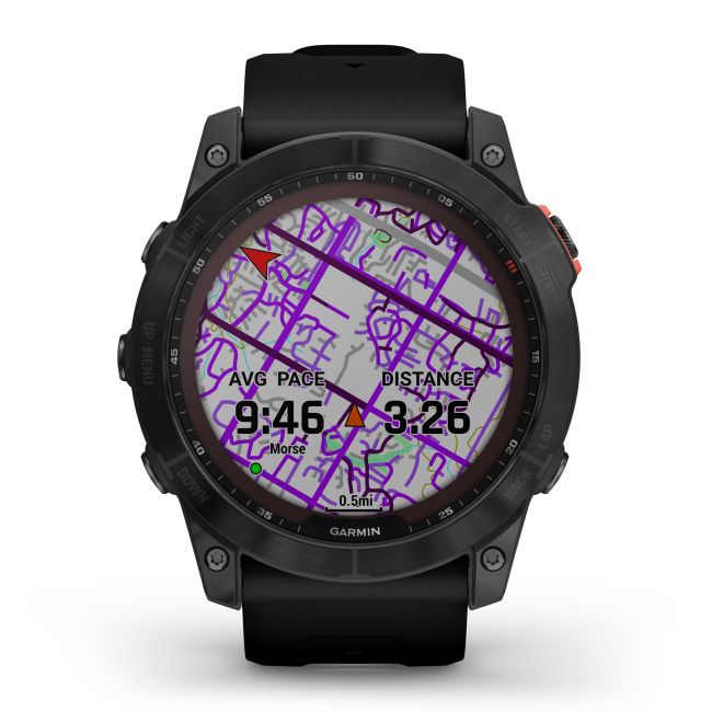 Garmin - fenix 7x Solar ceas multisport cu GPS - ramă gri închis și curea din silicon neagră