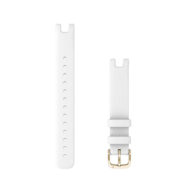 Garmin Lily curea piele italiană 14mm - albă cu elemente metalice aurii crem