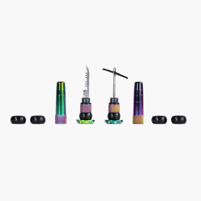 Muc-Off - Kit reparatie fisura anvelopa bicicleta Stealth Tubeless Puncture Plug - albastru verde irizat